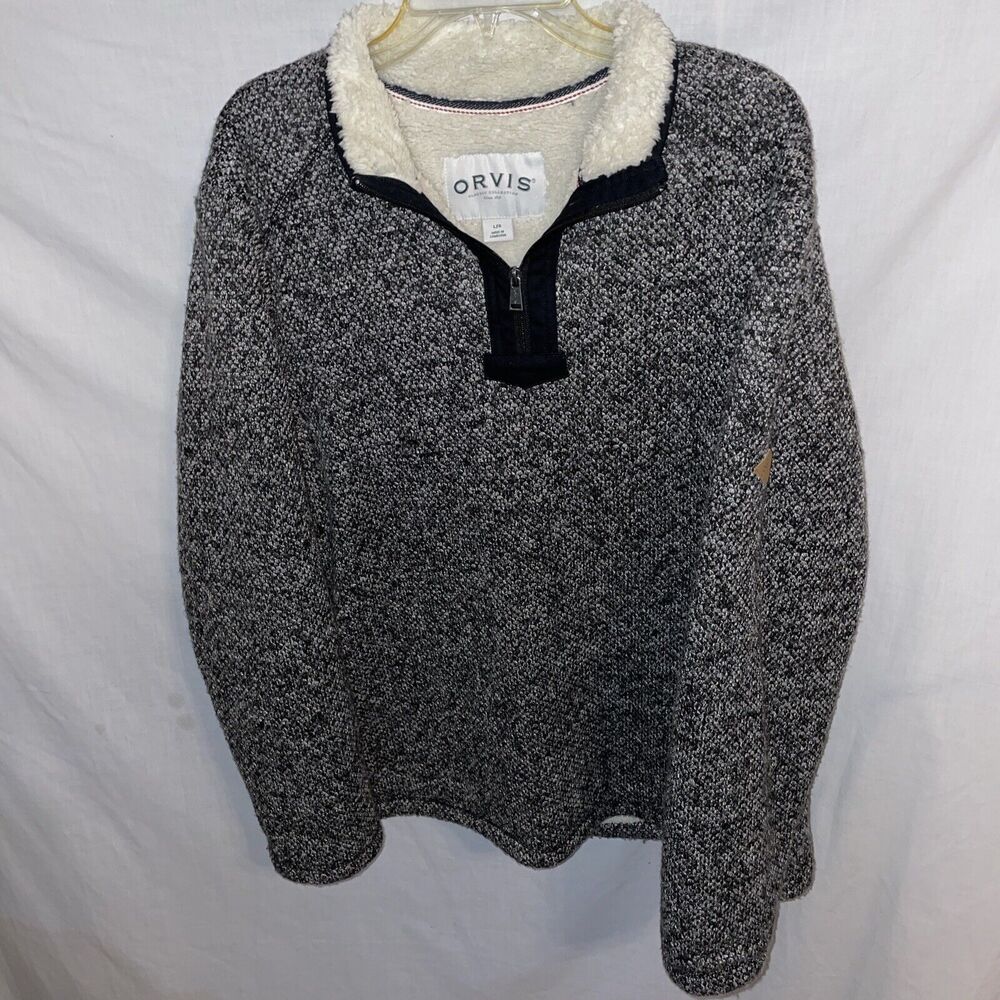 Orvis Men’s Thick Windbreaker Size Large Gray Mottled Outdoors Warmth Comfort